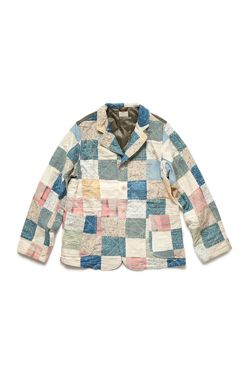 KAPITAL American Quilts Nylon Trench Coat Hospital jacket spring summer 2020 collection japanese kiro hirata victorian indigo floral pin stripes denim batted padded single vent