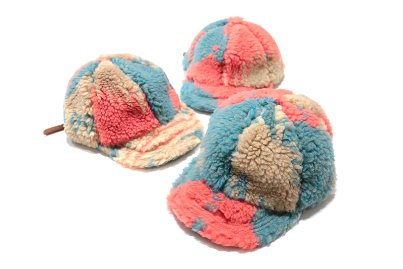 KAPITAL Multi Colored Bore Fleece Caps wool woolen hats six panel five panel baseball kiro hirata japanese veil ball fall winter 2019 collection vintage leather gray pink blue yellow
