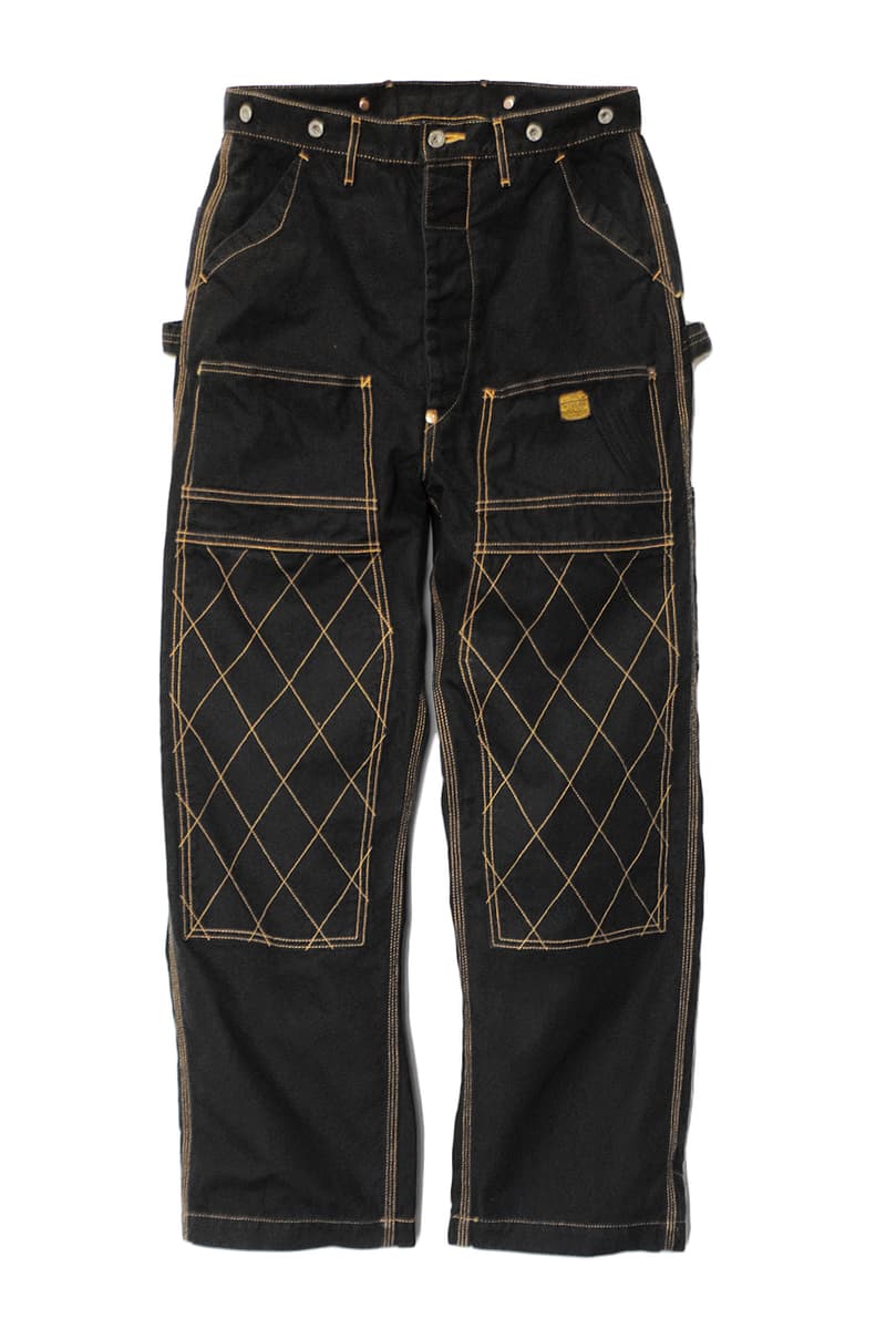 KAPITAL Light Canvas Lumber Pants seams reinfoced raw white black yellow top stitching spring summer 2020 collection japanese brands kiro hirata jeans overalls suspenders