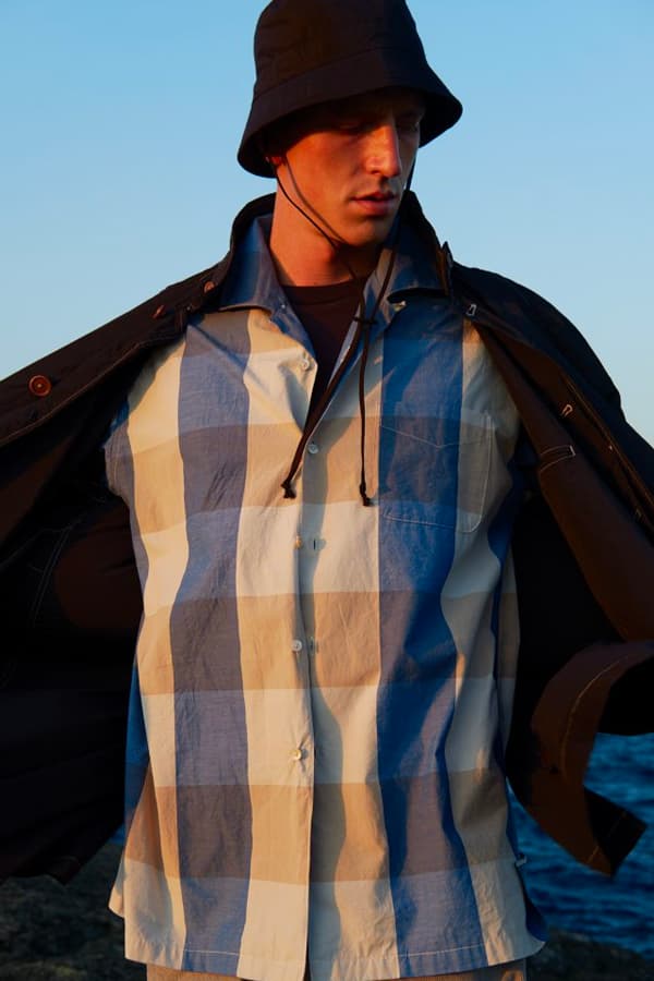 KAPTAIN SUNSHINE Spring Summer 2020 collection Lookbook japanese minimal understated traditional pattern plaid checker double breasted blazer mac coat jackets vest gore tex