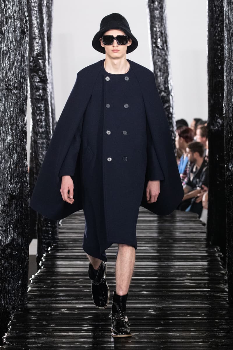 LOEWE Fall/Winter 2020 Runway Collection Paris Fashion Week Jackets Coats Shirts Pants Chain Links Bags Hats Blazers Capes Scarves Dresses Studs Silk