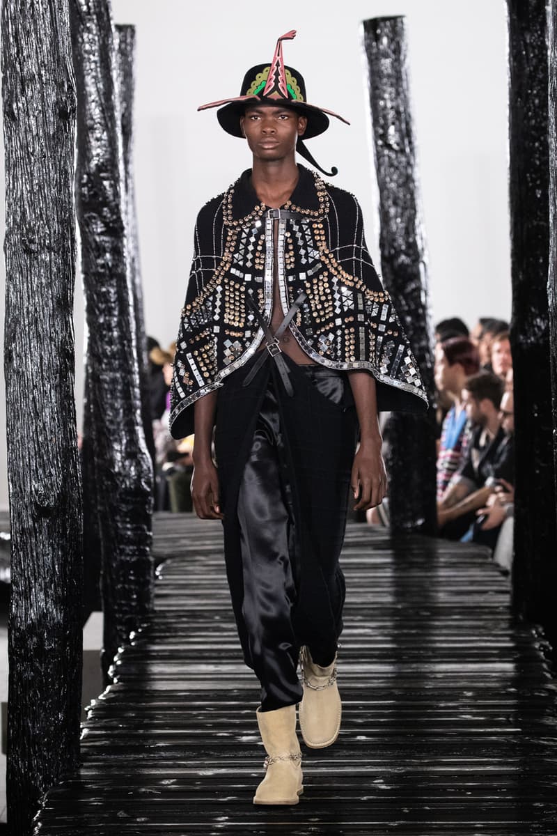 LOEWE Fall/Winter 2020 Runway Collection Paris Fashion Week Jackets Coats Shirts Pants Chain Links Bags Hats Blazers Capes Scarves Dresses Studs Silk 