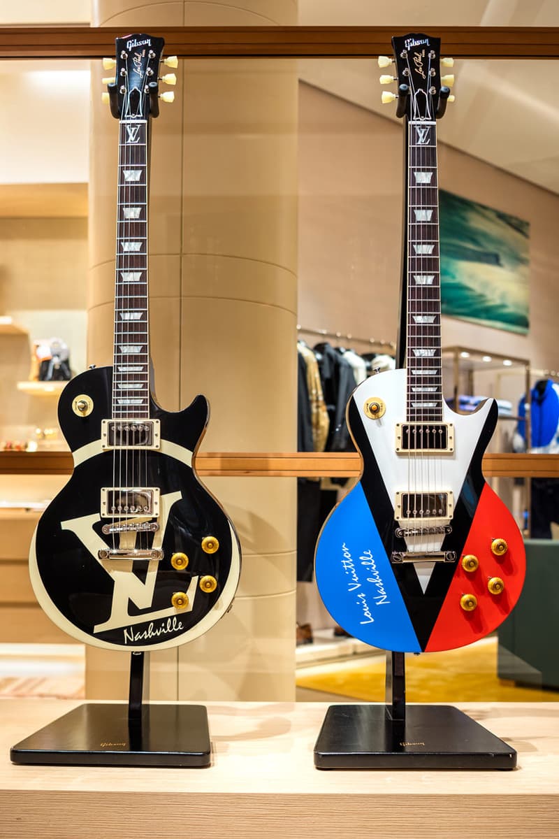 gibson louis vuitton nashville guitars store opening reopening collaboration release music trunk live performance space