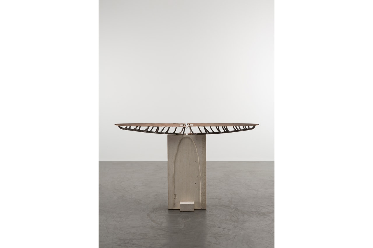  Martin Laforêt "Inside Out" Exhibition Carpenters Workshop Gallery Oak Bronze Concrete Lamps Coffee Tables