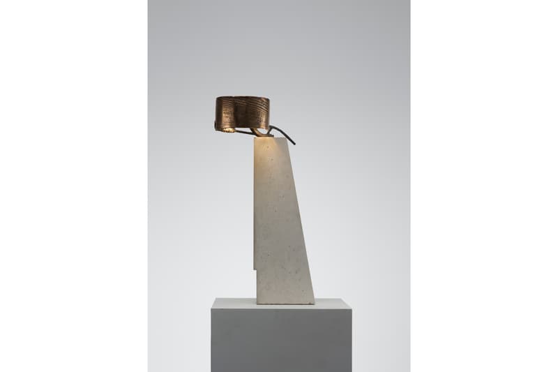  Martin Laforêt "Inside Out" Exhibition Carpenters Workshop Gallery Oak Bronze Concrete Lamps Coffee Tables