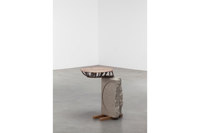  Martin Laforêt "Inside Out" Exhibition Carpenters Workshop Gallery Oak Bronze Concrete Lamps Coffee Tables