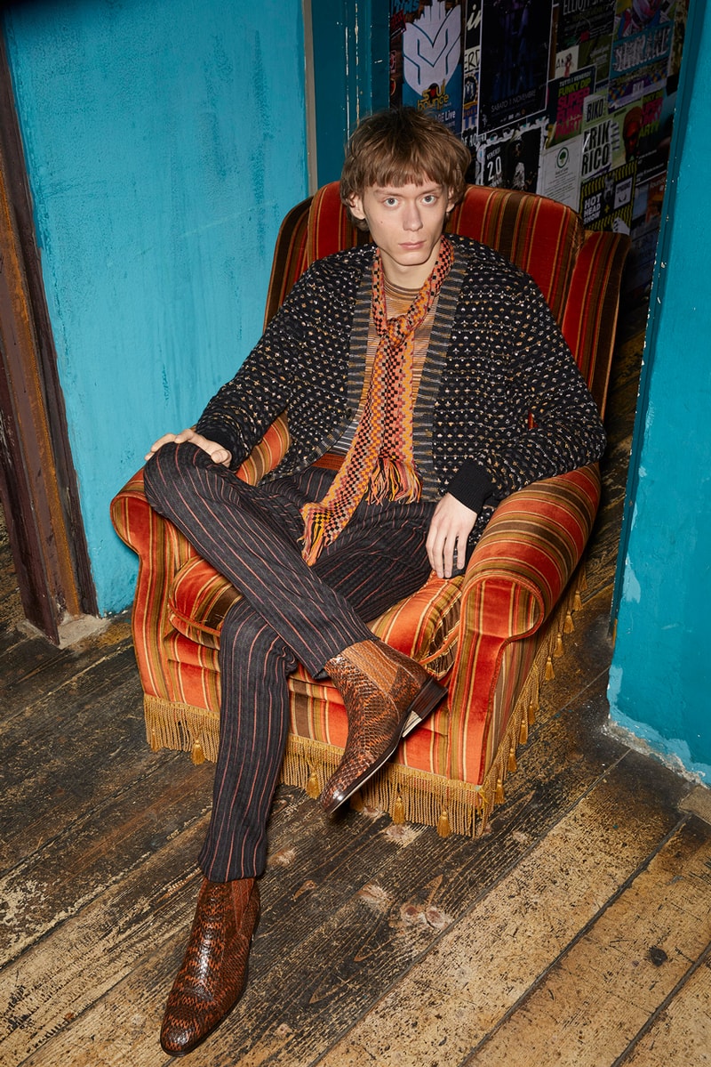 Missoni Man Fall/Winter 2020 Lookbook Collection Knitwear Cardigans Jacquards Trousers Bombers Coats Chelsea Boots Blousons Patchwork