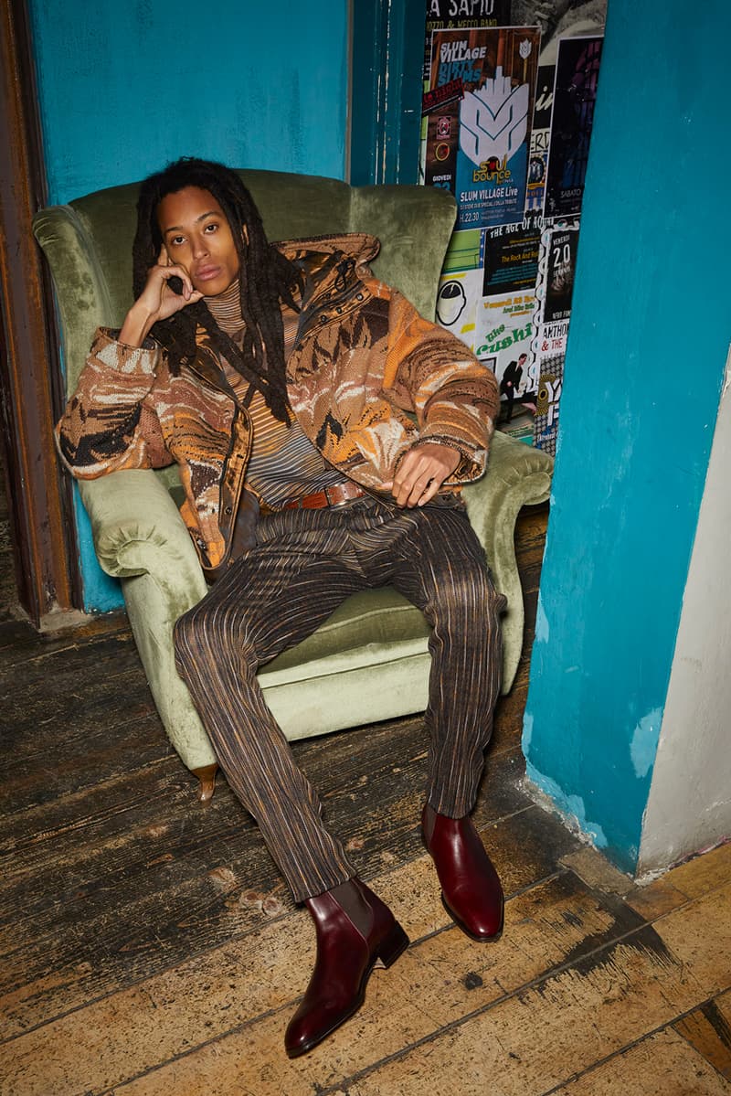 Missoni Man Fall/Winter 2020 Lookbook Collection Knitwear Cardigans Jacquards Trousers Bombers Coats Chelsea Boots Blousons Patchwork