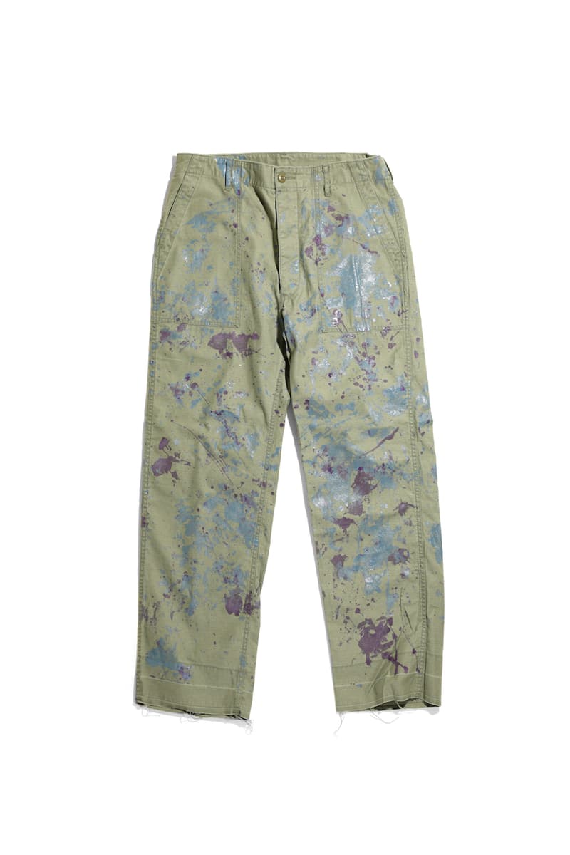 NEEDLES Paint Splatter Safari Jacket Pants field gabardine white purple olive green blue utilitarian field mil spec military nepenthes keizo shimizu khaki cargo trousers chino jungle