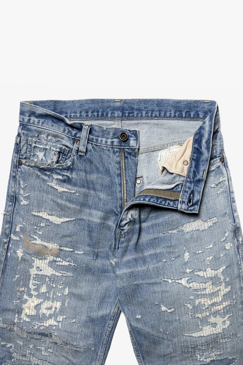 NEXUSVII Patched 550 Indigo Damaged hand distressed Regular fit five pocket design dye Made in Japan star stitching trousers pants jeans spring summer 2020 japanese zip fly