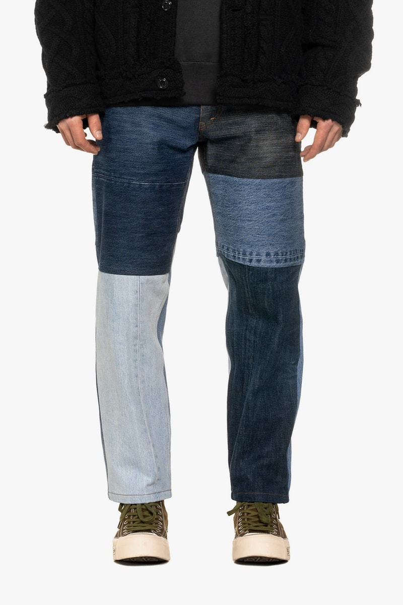 NEXUSVII Patched 550 Indigo Damaged hand distressed Regular fit five pocket design dye Made in Japan star stitching trousers pants jeans spring summer 2020 japanese zip fly