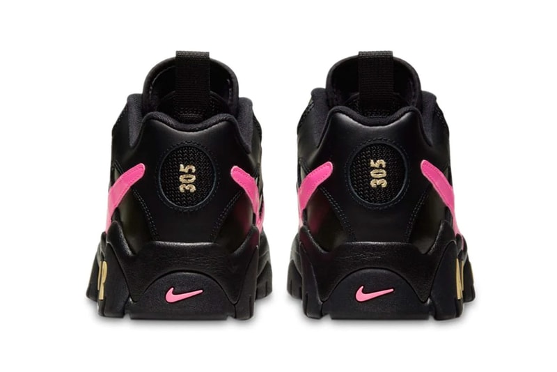 nike air barrage low qs sneakers black infinite gold pink blast colorway release style no ct8454 001