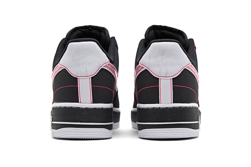 Nike Air Force 1 07 LV8 Black Bright Crimson green strike CU6646 001 footwear shoes sneakers kicks runners trainers basketball court swoosh spring summer 2020 collection