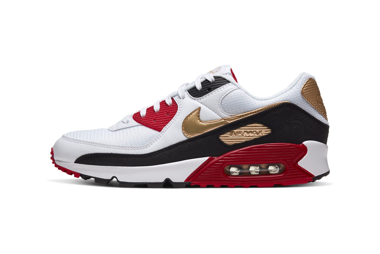 nike air max 90 chinese new year cny CU3005 171 white black metallic gold crimson release date info photos price