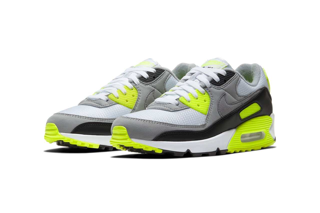 nike air max 90 30th anniversary volt hyper turquoise grape white particle grey black cd0881 100 103 release date info photos price