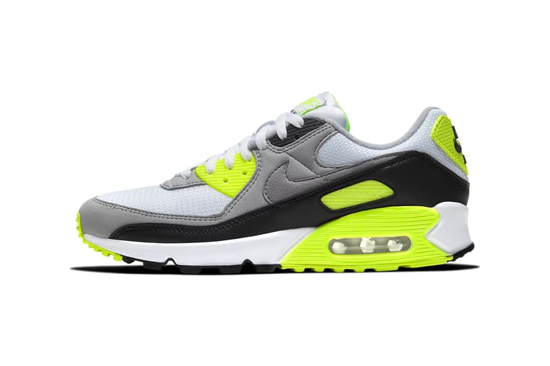 nike air max 90 30th anniversary volt hyper turquoise grape white particle grey black cd0881 100 103 release date info photos price