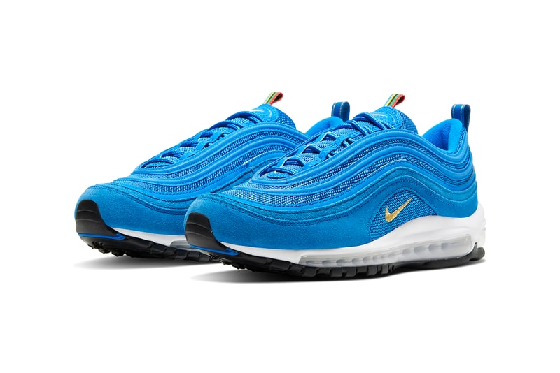 nike air max 97 olympic rings pack white metallic gold black photo blue amarillo lucky green challenge red CI3708 001 400 800 700 300 release date info photos price
