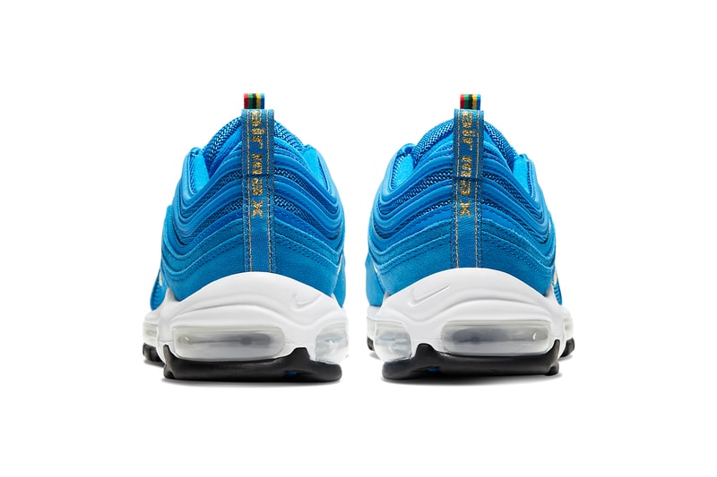 nike air max 97 olympic rings pack white metallic gold black photo blue amarillo lucky green challenge red CI3708 001 400 800 700 300 release date info photos price