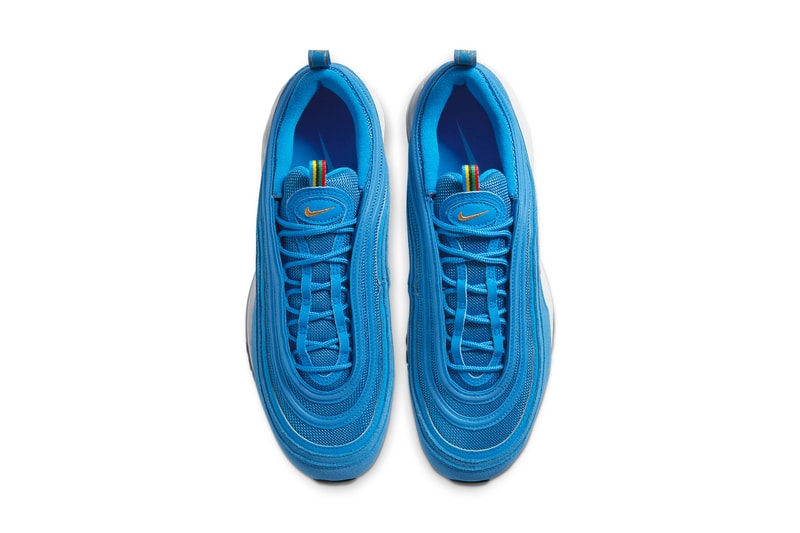 nike air max 97 olympic rings pack white metallic gold black photo blue amarillo lucky green challenge red CI3708 001 400 800 700 300 release date info photos price