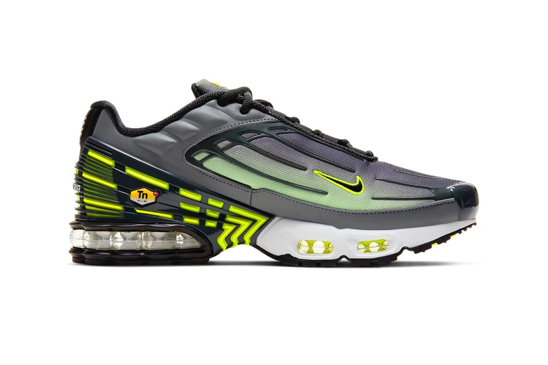Nike Air Max Plus 3 Smoke Gray Lemon Venom Smoke Grey Dark Smoke Lemon Venom Black Style CD7005 002 TPU Tuned Air footwear sneakers shoes kicks runners trainers swoosh