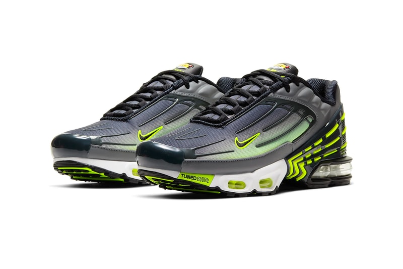 Nike Air Max Plus 3 Smoke Gray Lemon Venom Smoke Grey Dark Smoke Lemon Venom Black Style CD7005 002 TPU Tuned Air footwear sneakers shoes kicks runners trainers swoosh