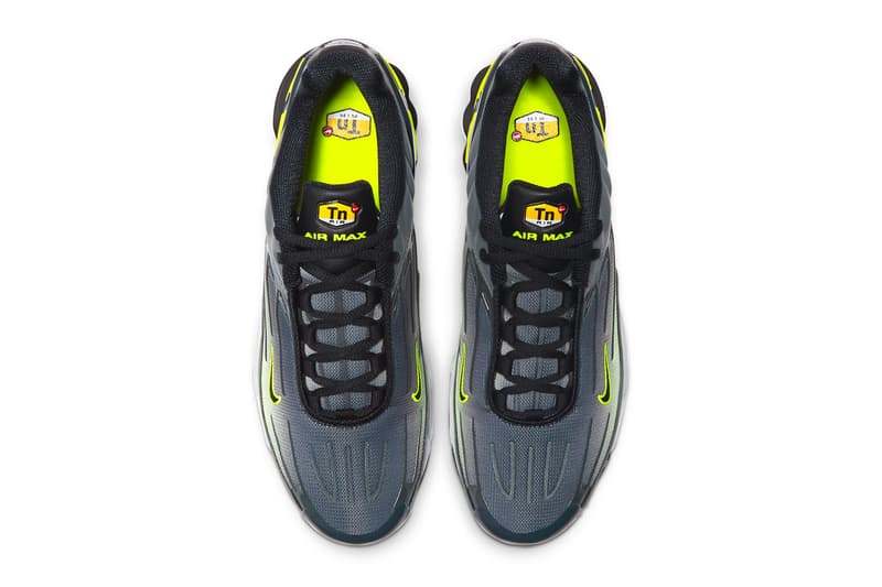 Nike Air Max Plus 3 Smoke Gray Lemon Venom Smoke Grey Dark Smoke Lemon Venom Black Style CD7005 002 TPU Tuned Air footwear sneakers shoes kicks runners trainers swoosh