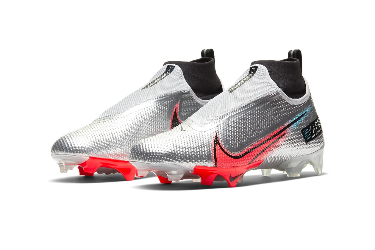 Nike Vapor Edge Pro Elite 360 Premium Football Cleat Release Info Date Buy Price Metallic Platinum Baltic Blue White Bright Crimson CD0085-001 Super Bowl LIV