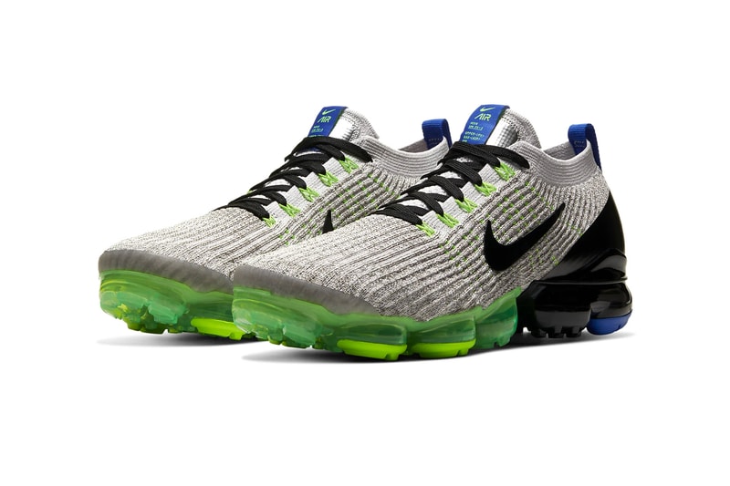 Nike Air Vapormax Flyknit 3 Vast Grey Black Dark Stucco Volt glossy sneakers shoes footwear runners mens kicks swoosh beaverton trainers fall winter 2020 collection AJ6900 010 sprite colors