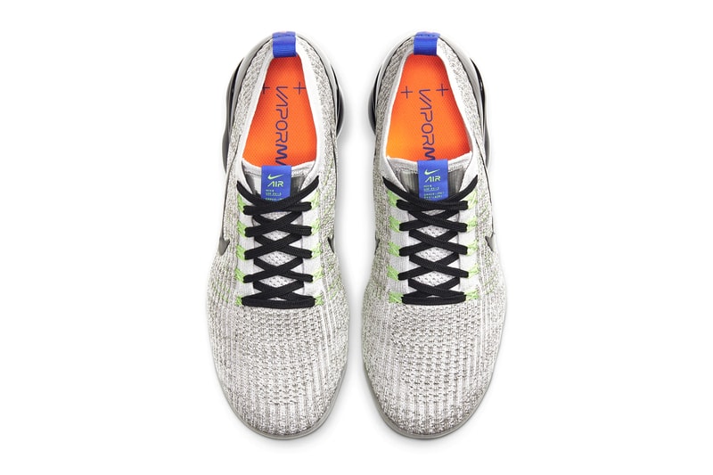 Nike Air Vapormax Flyknit 3 Vast Grey Black Dark Stucco Volt glossy sneakers shoes footwear runners mens kicks swoosh beaverton trainers fall winter 2020 collection AJ6900 010 sprite colors