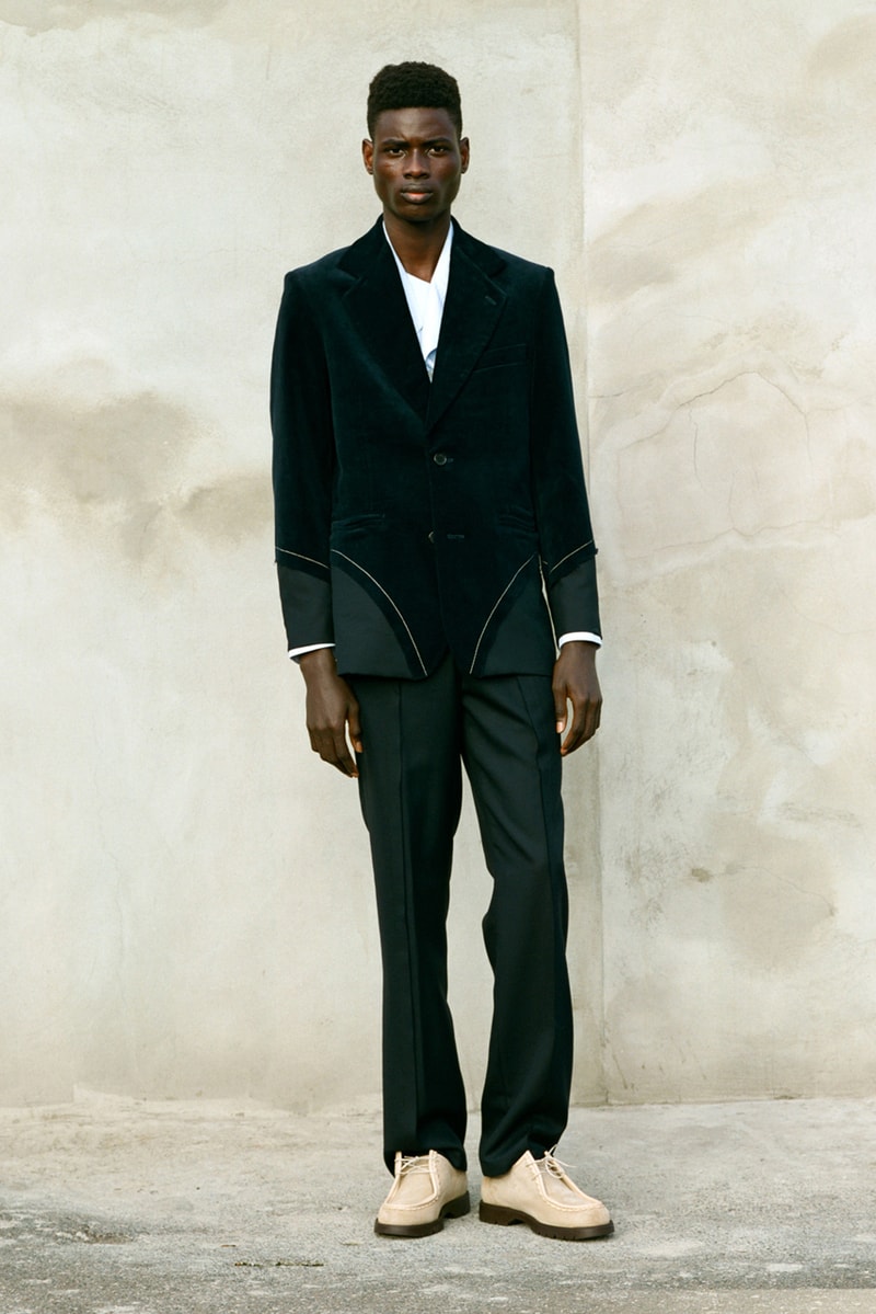NOUNION Fall/Winter 2020 Collection Three Lookbook Coats Jackets Sweatshirts Pants Shirts Long Sleeves Corduroy Leather Asymmetrical Deconstructed Black White Red Green Blue 