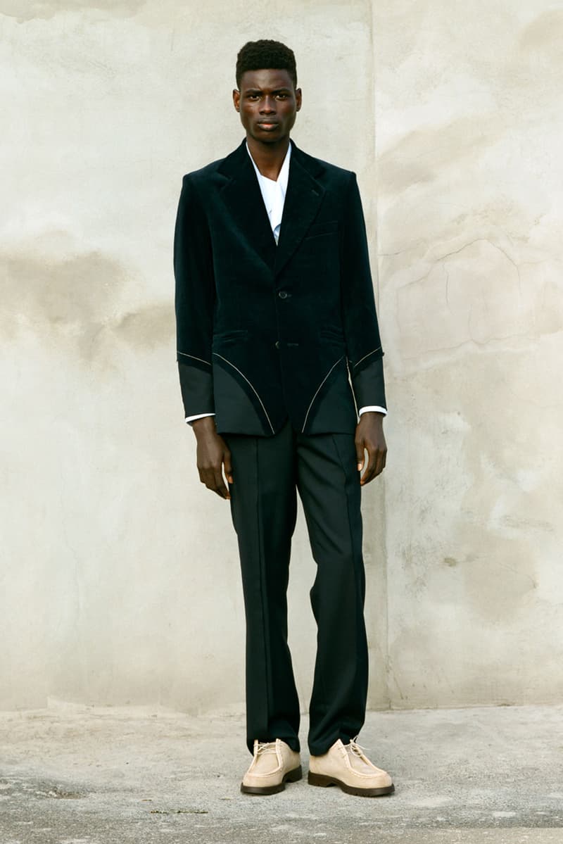 NOUNION Fall/Winter 2020 Collection Three Lookbook Coats Jackets Sweatshirts Pants Shirts Long Sleeves Corduroy Leather Asymmetrical Deconstructed Black White Red Green Blue