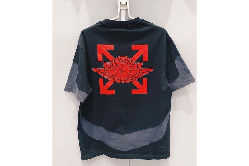Another Look Off White Jordan Brand Apparel Capsule Collection 2020 Nike Swoosh Jumpman Virgil Abloh deconstruction reconstruction t shirts hoodies wings Air Jordan Five collaborations 