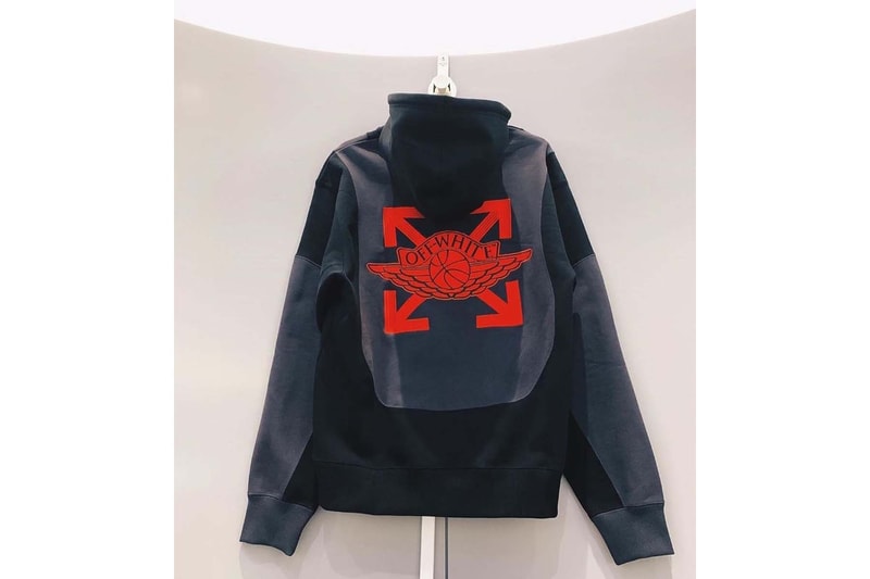 Another Look Off White Jordan Brand Apparel Capsule Collection 2020 Nike Swoosh Jumpman Virgil Abloh deconstruction reconstruction t shirts hoodies wings Air Jordan Five collaborations 
