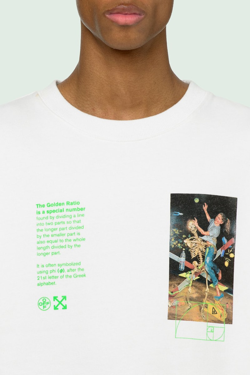 Off-White™ Pascal Painting Sweatshirt Release Information "Brilliant Green" Diagonal Printed Stripes The Golden Ratio Special Number Virgil Abloh Sweater Long Sleeve White Top Menswear Spring Summer 2020 SS20