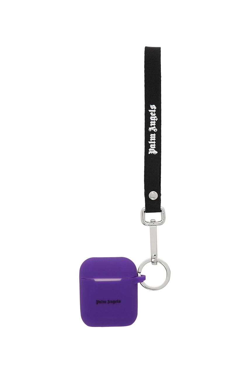 Palm Angels AirPods Case Keychain "Purple Logo" "Black Logo" "White Logo" Release Information Cop Tech Accessories Apple Fashion SSENSE Earphones Cases Drop