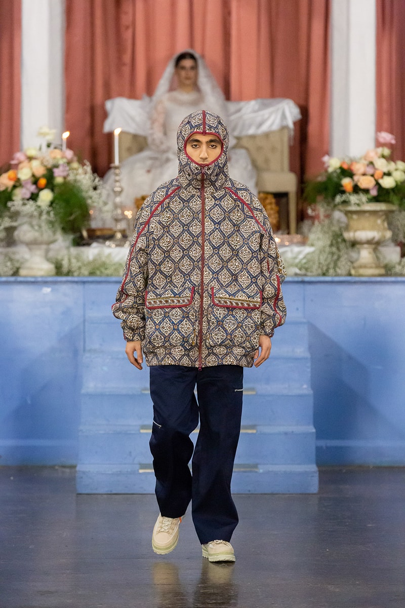 paria farzaneh lfwm fall winter 2020 london fashion week mens runway show collection gore tex converse thermore sustainable Iran traditional