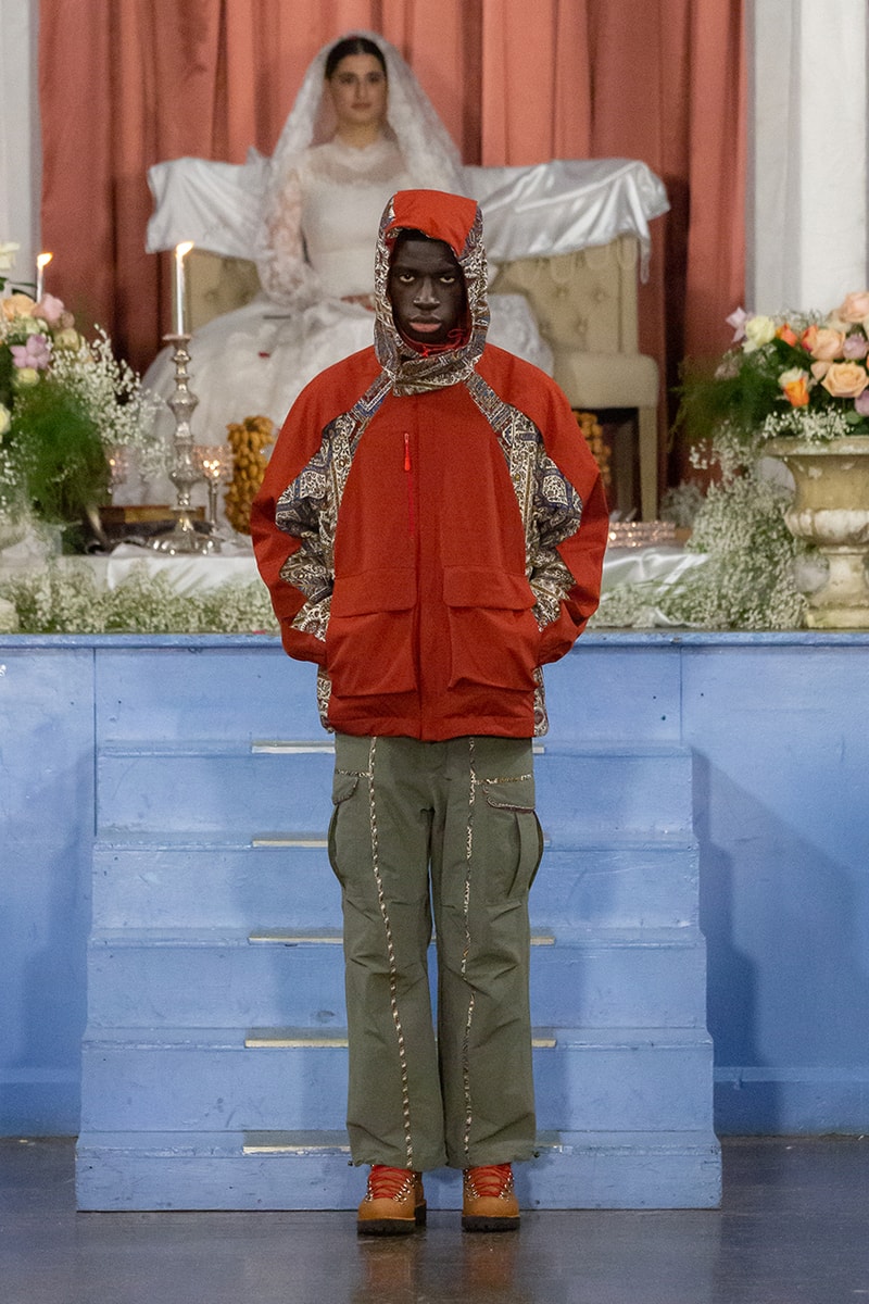 paria farzaneh lfwm fall winter 2020 london fashion week mens runway show collection gore tex converse thermore sustainable Iran traditional