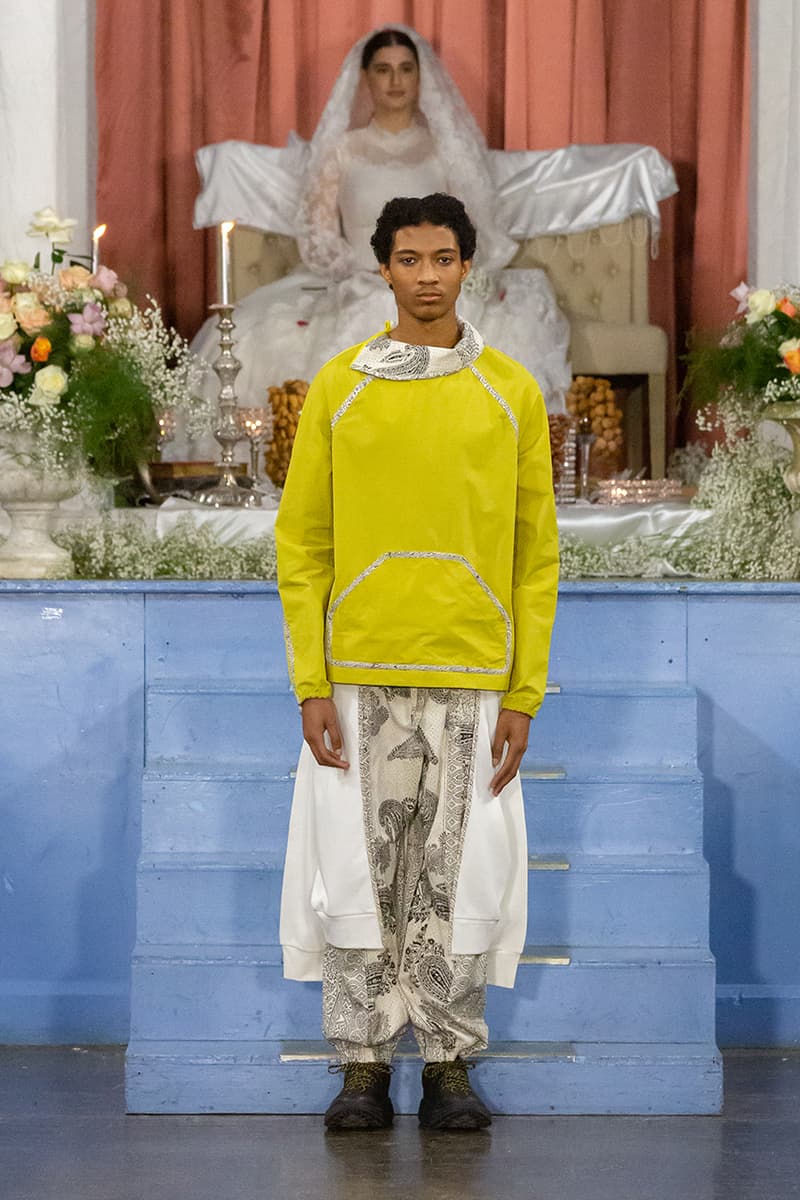 paria farzaneh lfwm fall winter 2020 london fashion week mens runway show collection gore tex converse thermore sustainable Iran traditional