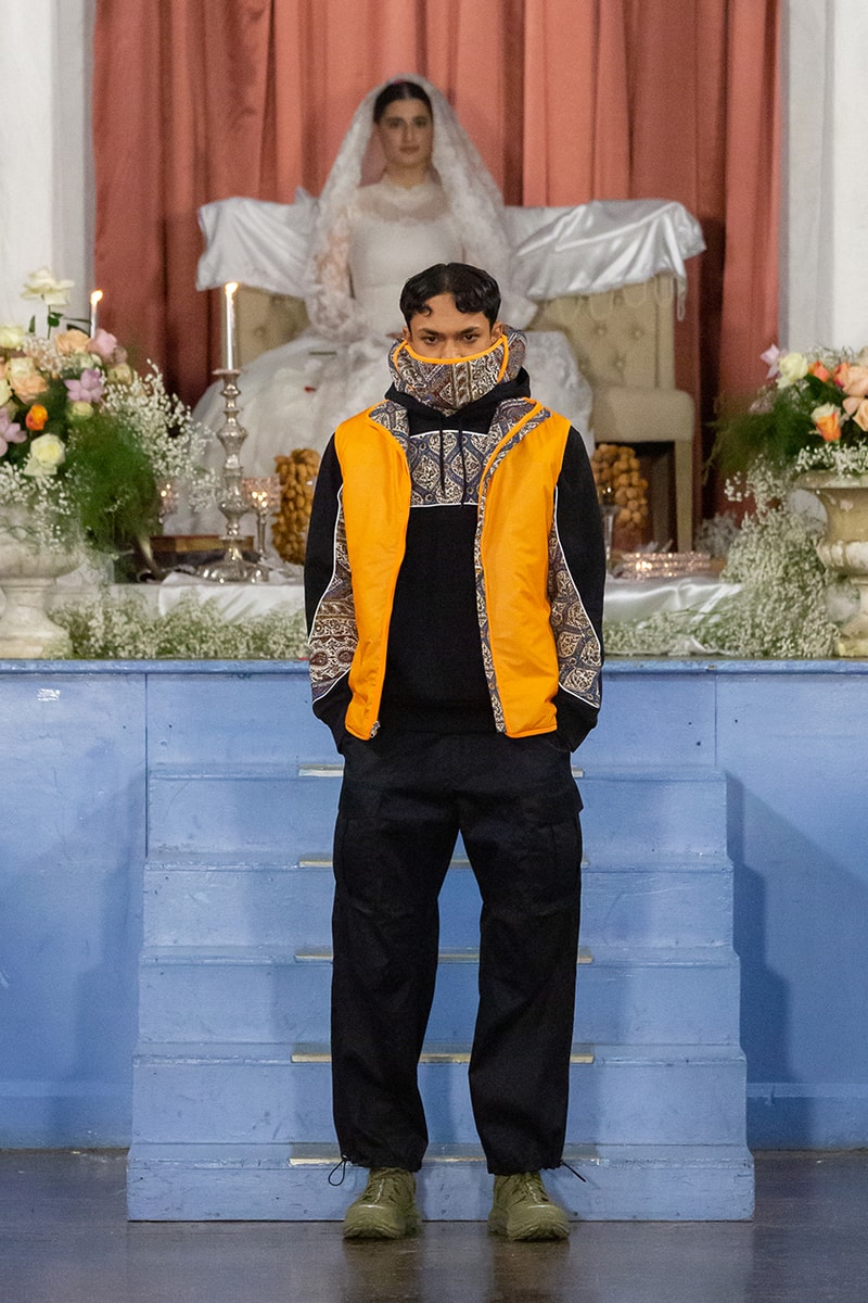 paria farzaneh lfwm fall winter 2020 london fashion week mens runway show collection gore tex converse thermore sustainable Iran traditional