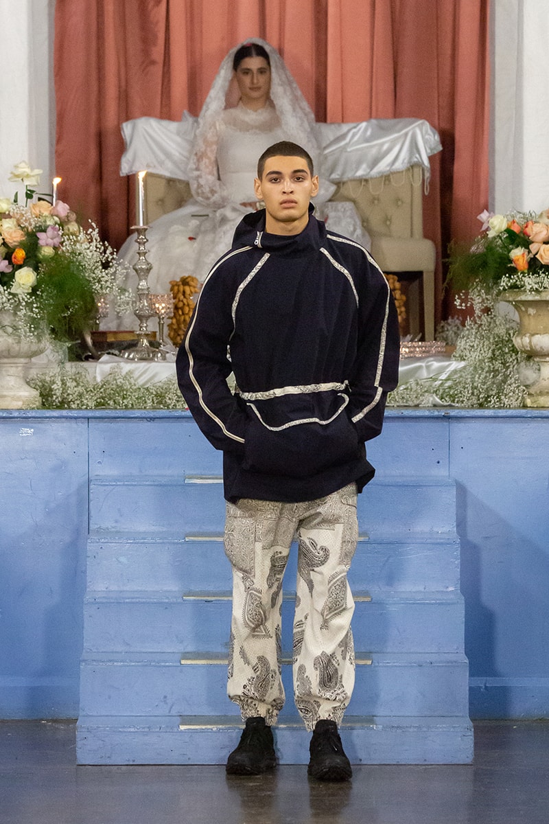 paria farzaneh lfwm fall winter 2020 london fashion week mens runway show collection gore tex converse thermore sustainable Iran traditional