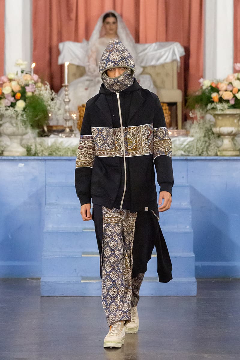 paria farzaneh lfwm fall winter 2020 london fashion week mens runway show collection gore tex converse thermore sustainable Iran traditional