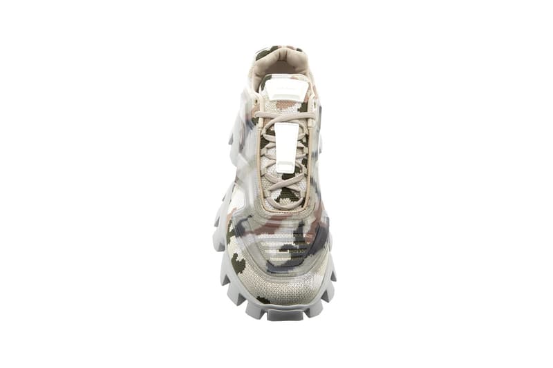 prada camo camouflage rubber knit sneakers multi colorway release made in italy lace up front