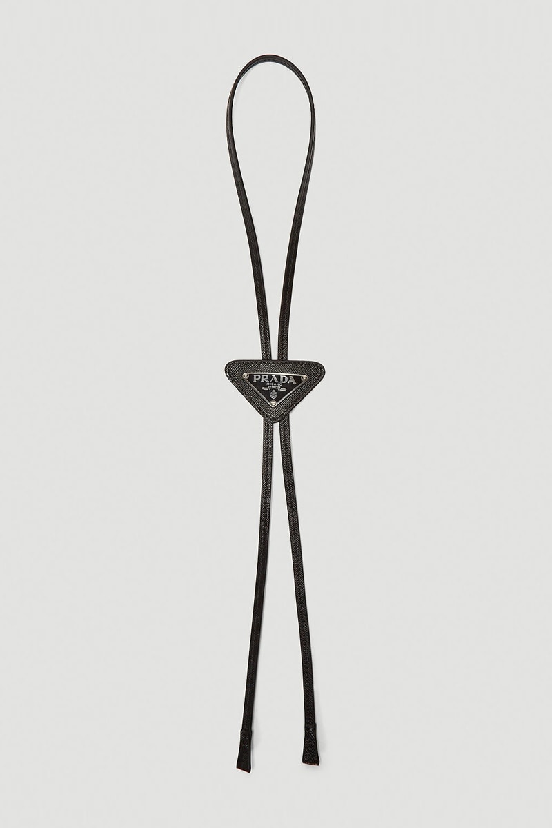 Prada Logo Plaque Bolo Tie Release Info Buy Price Black Silver 