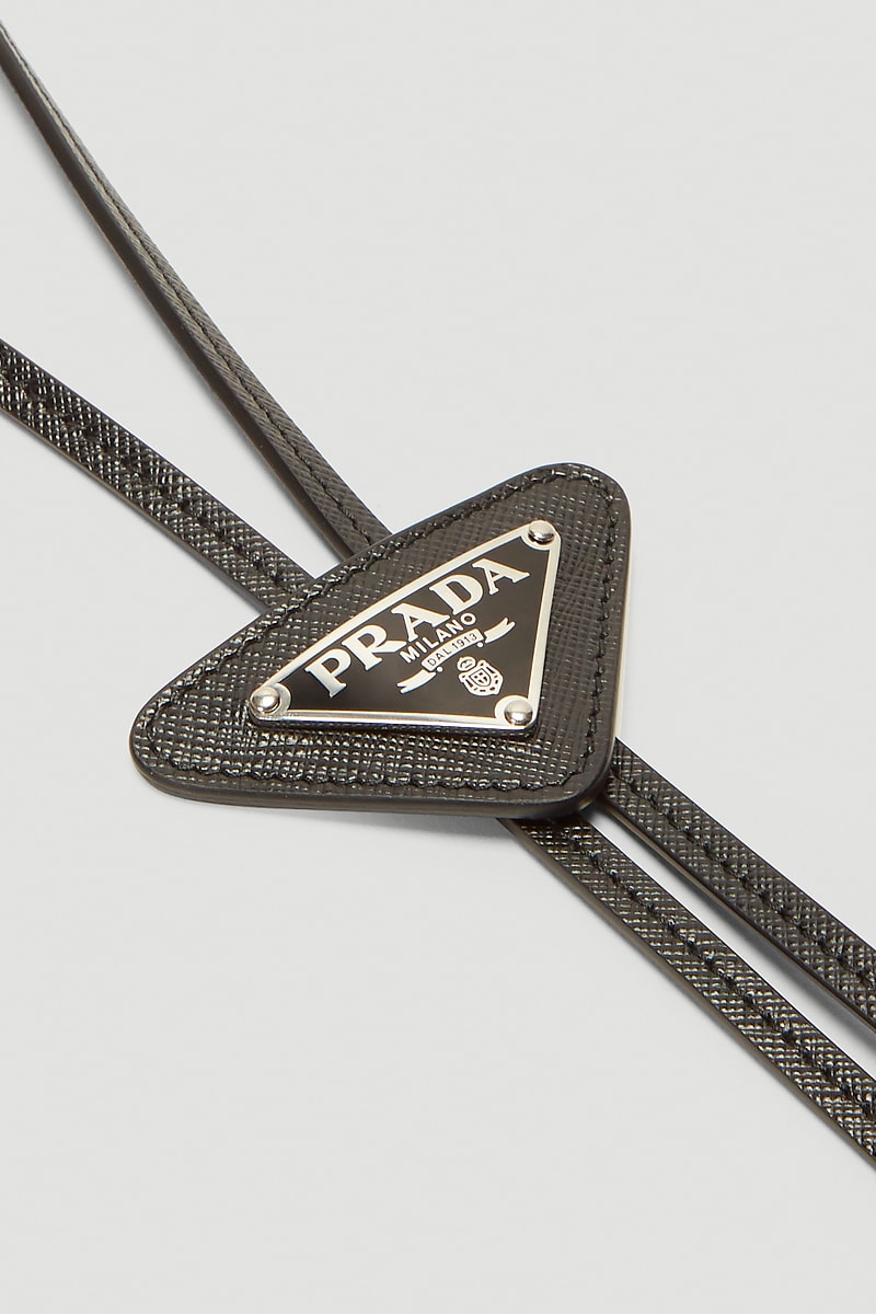 Prada Logo Plaque Bolo Tie Release Info Buy Price Black Silver 