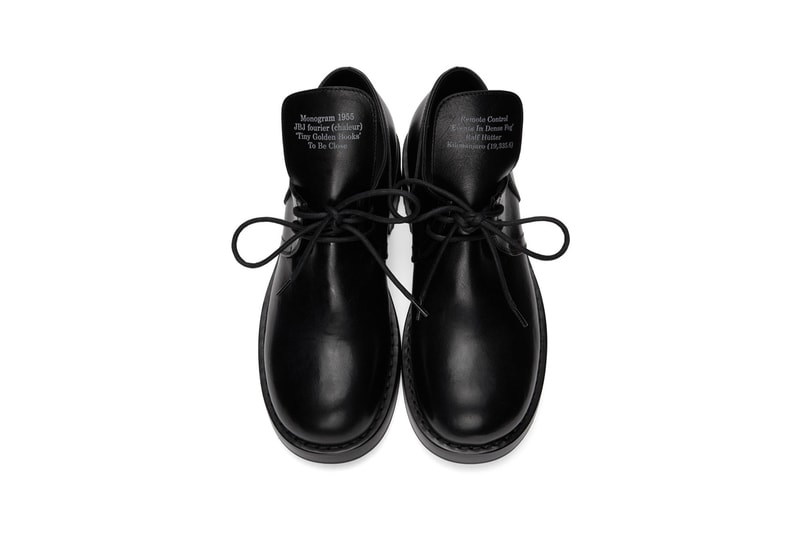 Raf Simons Black Laced Up Low Derby Shoe "Monogram 1955" "JBJ Fourier (Chaleur)" "Tiny Golden Books" "To Be Close" Remote Control 'Events in Dense Fog' Kilimanjaro