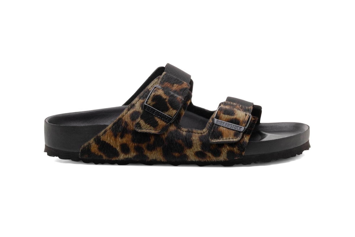 Random Identities and Birkenstock Arizona Sandals footwear shoes slippers leopard brocade monchromatic Stefano Pilati designer cowskin fur Spring summer 2020 collection
