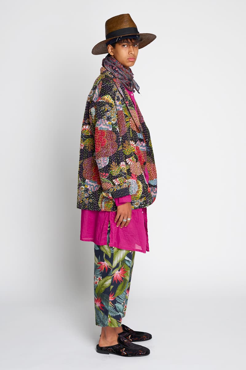 RANDT Spring Summer 2020 Lookbook Nepenthes New York City editorial floral navy Daisuke suzuki Japanese designer Koolknit Mesh Studio Jacket hand stitched Pima Poplin