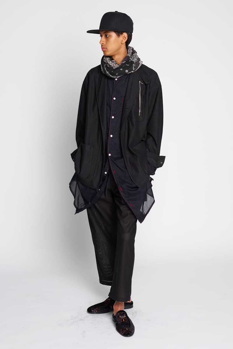 RANDT Spring Summer 2020 Lookbook Nepenthes New York City editorial floral navy Daisuke suzuki Japanese designer Koolknit Mesh Studio Jacket hand stitched Pima Poplin