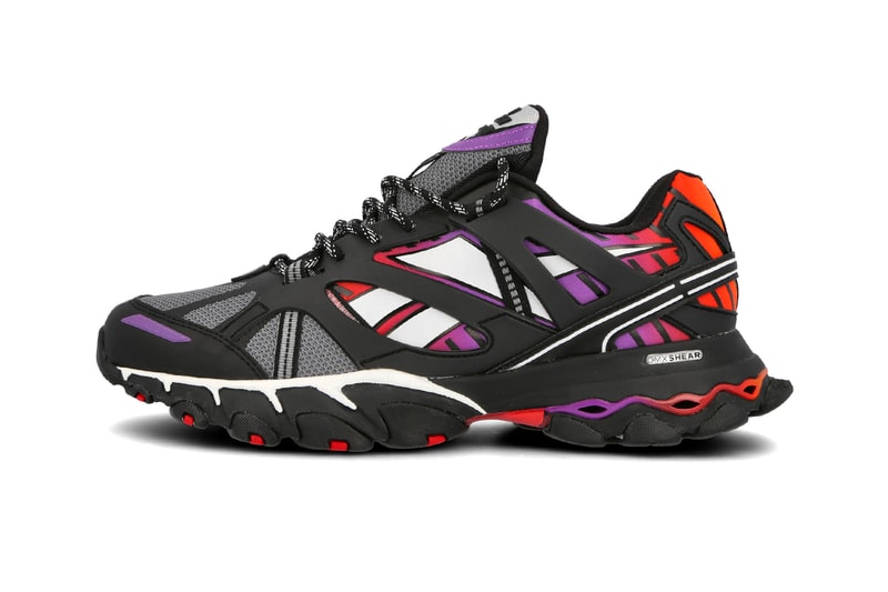 Reebok DMX Trail Shadow Black Gray Scarlet FV2842 shoes sneakers footwear kicks runners trainers fall winter 2020 multi color purple red retro low top Max shear technical performance