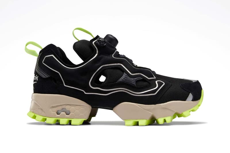 reebok instapump fury trail shroud nylon wrap cover suede upper release black true grey modern beige toxic yellow 